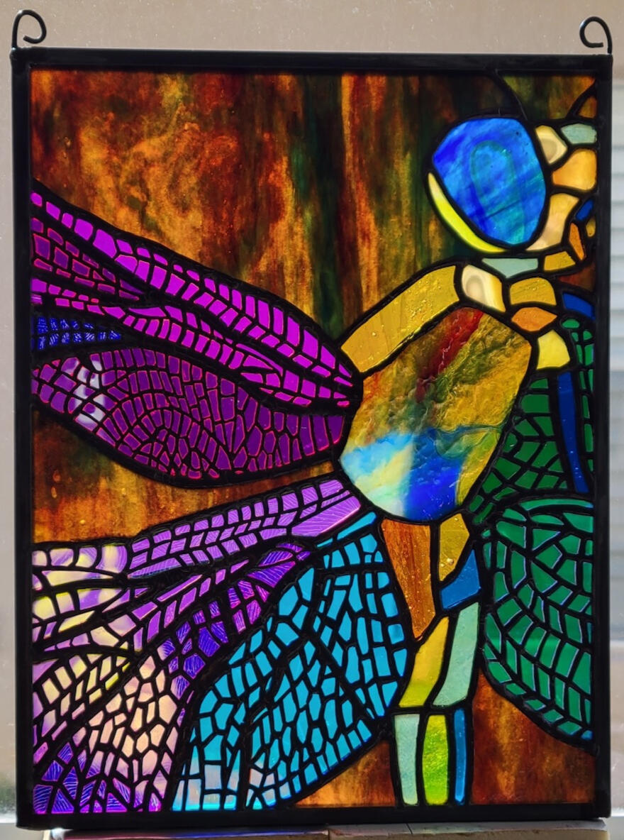 “Dragonfly” made with dichroic glass